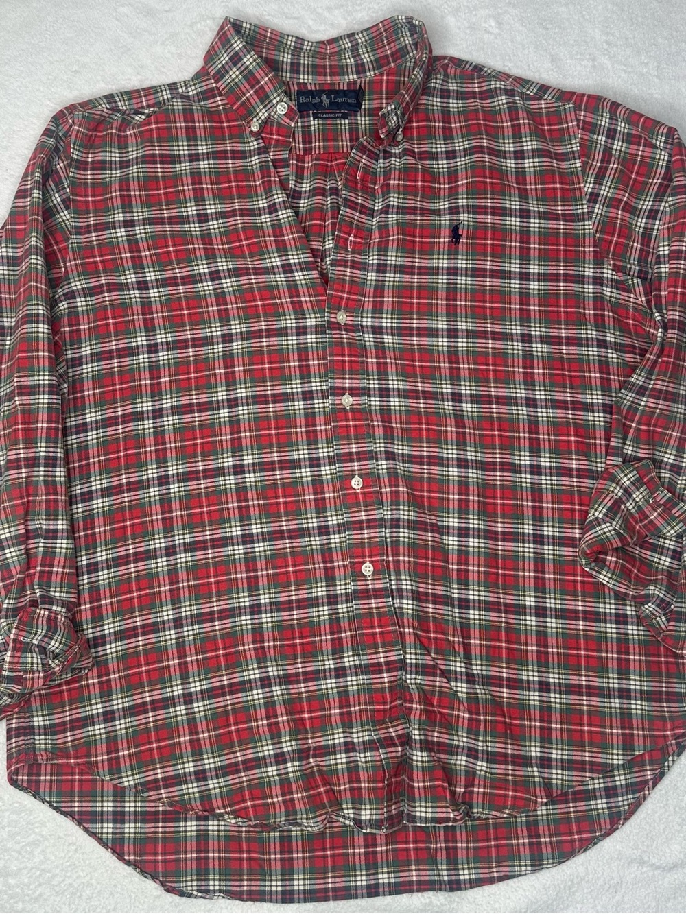 Ralph Lauren Men’s XL Classic Fit Red Plaid Button Down Shirt Long Sleeve